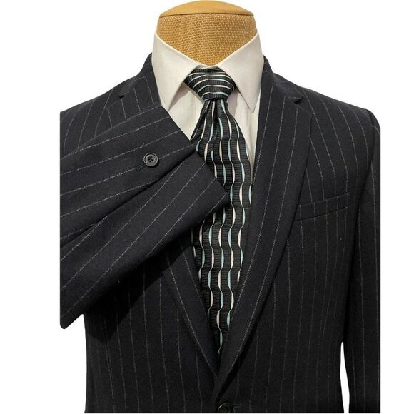 NWT KILGOUR Savile Row London Men's Sports Coat Navy Blue Striped Wool Size 38 R - Picture 5 of 10